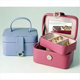 Budd Leather 541000-25 Leather Petite Rectangular Jewel Box - Pink