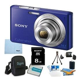 Sony Cyber-shot DSC-W610 DSCW610 W610 14.1 MP Digital Camera with 4x Optical Zoom and 2.7-Inch LCD (Blue) with Sony 8GB Card, Spare Battery, Card Reader Digpro Case, Tabletop tripod, LCD Screen Protectors, Lens Cleaner+ More!