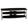 Bush Furniture Verona Large TV Stand, Black Leatherette/Satin Silver