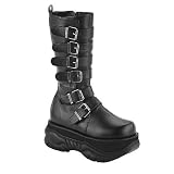 3 Inch MENS Black Platform Boot Goth Punk 6 Strap Calf Boot