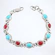 Turquoise and Coral Link Bracelet, #TP214