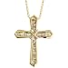 10k Gold 18 in. Thin Chain & 7/8 in. (22mm) Cross Pendant, w/ 0.25 Carat Baguette Diamonds