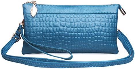 QISHI YUHUA MD Womens Double Stone Grain Mass Casual Personality Rose Red Cowhide Genuine Leather Large-Capacity Clutch Purse Shoulder Messenger Bag Leisure