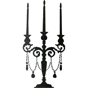 21 Inch Candelabra Silhouette Temporary Removable Wall Sticker, Black