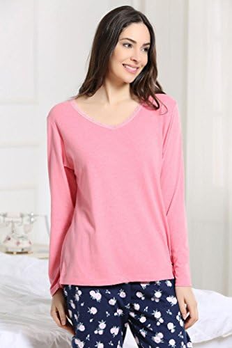 Hot Sale Somewell ™ Women's Pink Lace Two-Piece Pajama Sleepwear Set,L