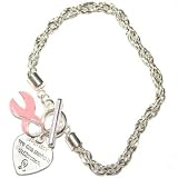 Breast Cancer awareness Pink ribbon rope twist charm bracelet