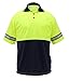 Two Tone Polyester Polo Shirt with Reflective Stripes Yellow/Navy