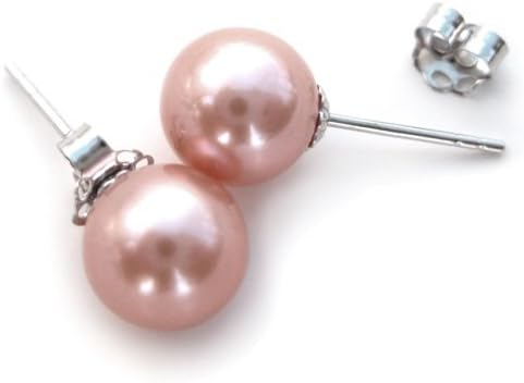 Savannah Pearls AAA 7.5-8mm Genuine Natural Pink Cultured Freshwater Pearl Stud Earrings 14k W Gold