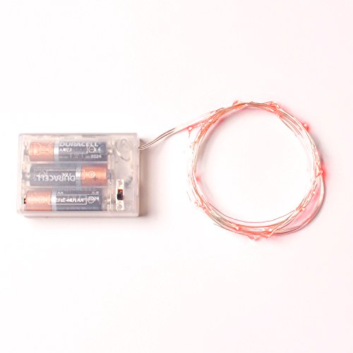 Rtgs Micro LED 20 Super Bright Red Color Lights Battery Operated on 7   with 4"  spacing Long Silver Color Ultra Thin String Wire [NEWEST VERSION] + 100% RTGS Products Satisfaction Guarantee