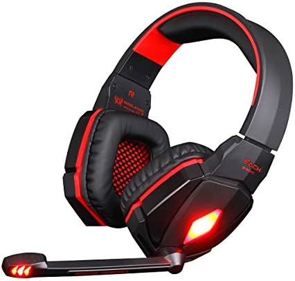 Mekago EACH G4000 Professional 3.5mm PC gaming Stereo Headset Headphone , Noise Isolation,Volume Control HiFi Drive Microphone Earphone (black-red)