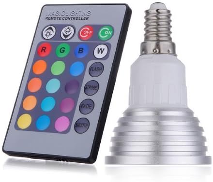 E14 3W LED 16 Color Changing RGB Light Lamp Bulb with Remote Control AC 90-240V by kiki mall