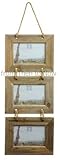 Chic & Shabby Rustic Natural Wooden Triple Three 3 Hanging Photo Frame 6x4"