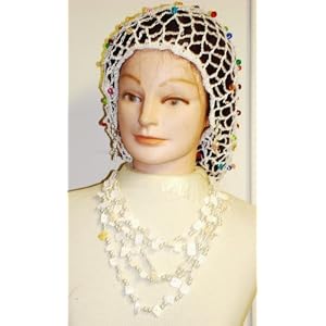 Hand Crocheted White Alps Rayon Cotton Gimp Large Snood Trimmed Multicolor Beads for Women Offered...