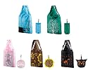 Bundle Monster New Chic Eco-Friendly Design Reusable Foldable Shopping Tote Bag - 5 Pack