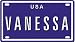 VANESSA USA MINI METAL EMBOSSED LICENSE PLATE NAME FOR BIKES, TRICYCLES, WAGONS, KIDS...