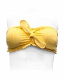 Ladies Yellow White Polka Dot Strapless Padded Bikini Style Tube Top Bra