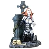 Erotic Female Vampire wearing PVC Knelt by the Grave - Gothic Ornament