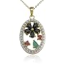 18k Yellow Gold Plated Sapphire Flower w/ Ruby, Emerald and Diamond-Accent Pendant