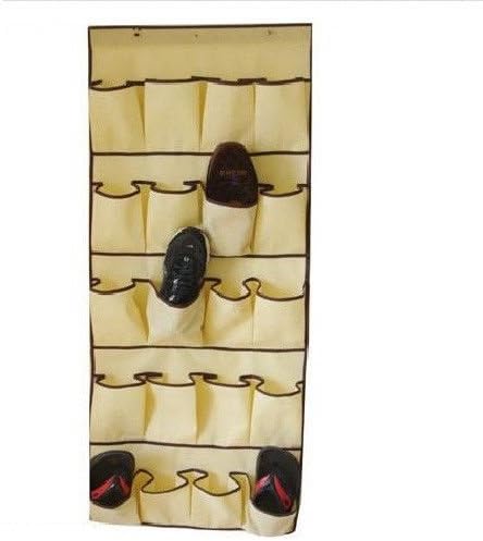 Shoe Storage 20 Pockets Bag Rack Over the Door Hold Uo to 10 Pair for Space Saver Organizer Beige