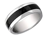 Men's 8mm Stainless Steel and Carbon Fiber Wedding Band