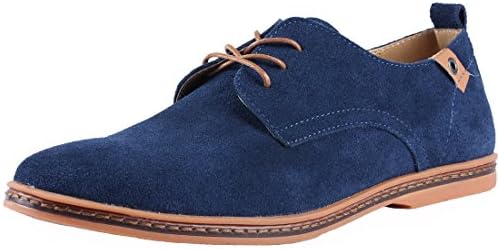 Kingdom Mall Men's Suede Leather Oxfords Shoes,Us 10,Blue