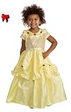 2 Item Bundle: Little Adventures Belle Princess Dress-up Costume + Hair Bow - Girls Ages 5-7 - Machine Washable!