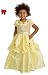 2 Item Bundle: Little Adventures Belle Princess Dress-up Costume + Hair Bow - Girls Ages 5-7 - Machine Washable!