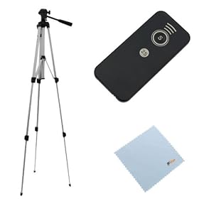 GTMax Sony Alpha IR Remote Control(Replacement RMT-DSLR1) + 52inch Light Weight Travel Camera Tripod + Microfiber Cleaning Cloth for Sony SLT-A37, A57, A77, A65, SLT-A35, NEX-5N, NEX-7, a580, a560, A33, A55, A850, A550, A230, A900, A700, A350, A300
