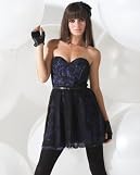 Floral Lace Strapless Party Dress