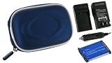 rooCASE 3n1 EVA Hard Shell (Dark Blue) Case with Memory Foam / NB-4L 900MaH Li-Ion Battery / AC DC Charger for Canon PowerShot SD940IS Digital Camera Silver