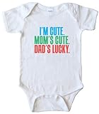I'M CUTE - MOM'S CUTE - DAD'S LUCKY - BABY ONESIE - White (6 MONTH)