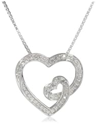 Sterling Silver 1/5cttw, Diamond Heart Pendant Necklace, 18"