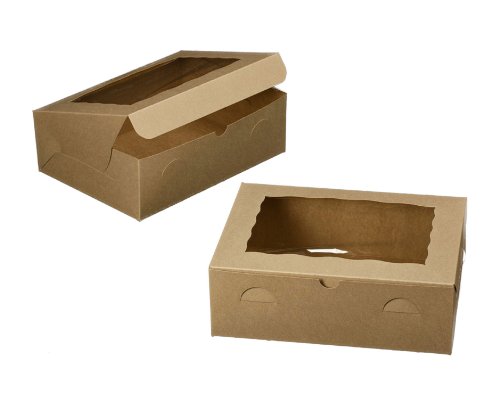Dress My Cupcake Window Cupcake Box with Lid and Holder for 6 Jumbo Cupcakes, Brown, Set of 100