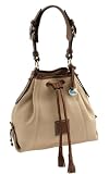 Dooney Bourke Leather Slouch Drawstring Bag Ivory