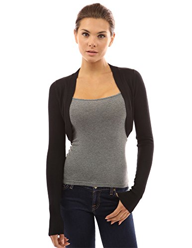PattyBoutik Women's Bolero Shrug Light Knit Cardigan (Black XL)