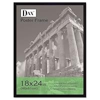 Dax Mfg Black Wood Poster Frame W/Plastic Window, Wide Profile, 24 X 36