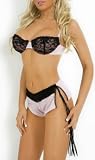 Lace Bra with Matching Side-Cut Short 2 Piece Set
