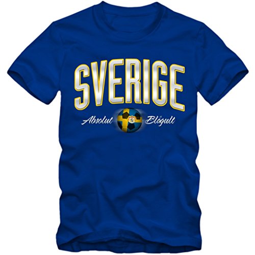 Herren Fußball T-Shirt Sverige Sweden Schweden Blågult Football EM Trikot, Farbe:blau;Größe:L