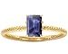 14K Yellow or White Gold Octagon Gemstone Solitaire Stackable Ring-Iolite-full, half sizes from 5-8.5
