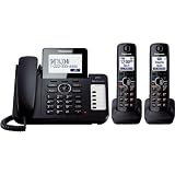 Panasonic KX-TG6672B DECT 6.0 Corded/Cordless Phone with Digital Answering System, Black, 2 Handsets