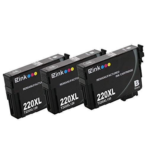 E-Z Ink (TM) Remanufactured Ink Cartridge Replacement for Epson 220XL 220 XL T220XL120 High Capacity (3 Black) Compatible with Expression XP-320 XP-420 XP-424 WorkForce WF-2630 WF-2650 WF-2660
