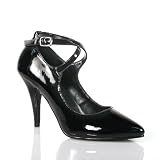 4 Inch Sexy Black Shoe Ladies Evening Shoes Crisscross Ankle Strap Pump Shoes Black Patent by Unknown