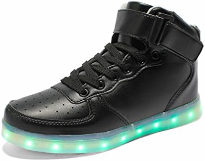 MINMAI Men&Women's USB Charging LED Light UP Fashing Sneakers Black Size41