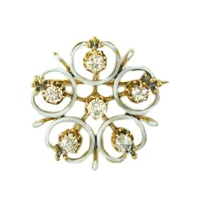Antique Diamond and Enamel Brooch, circa 1910s by The Way We Were