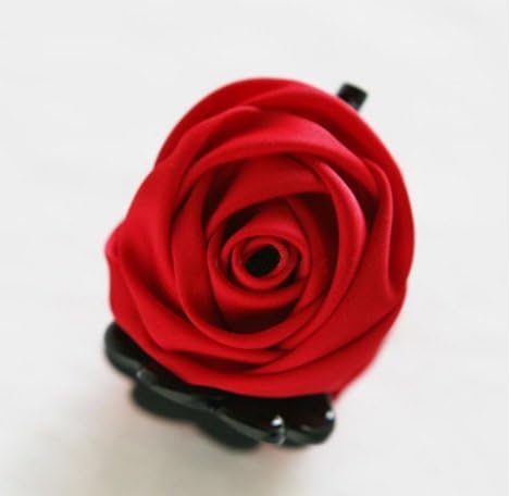 Rose Flowers Black Plastic Teeth Hair Claw Clips Exquisite Elegant Headwear For Women Girl Hair Accessories, Red