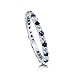 BERRICLE Sterling Silver Wedding Rings Simulated Blue Sapphire Pave Set Cubic Zirconia CZ Anniversary Eternity Ring for Women, Rhodium Plated Size 4-10