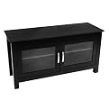 Wood TV Console with Full Doors - Black