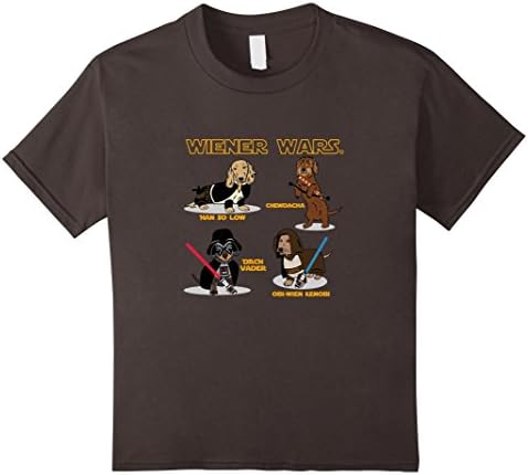 Wiener Wars Dachshund Characters T-Shirt (dark colors) - Kids 10 - Asphalt