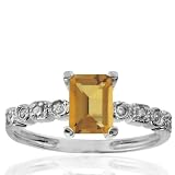 10k White Gold Citrine and Diamond Ring (.06 cttw, I-J Color, I1 Clarity)