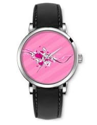 SPRAWL Aanalog Fashion Series Silver Ladies Watches of Genuine Black Leather Strap,Unique Wrist Watch for Women Girls Designed with Hearts with bones